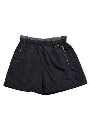 Miu Miu Nylon Pants Shorts Navy Gray Silver